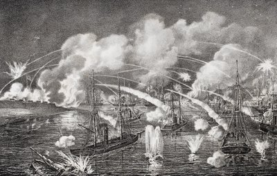 Midnight Naval Bombardment of Fort Jackson, Louisiana 1862 by American School